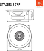 JBL Stage3 527F 2-Wege Auto Lautsprecher Set von Harman Kardon - 200 Watt Autolautsprecher - 2 stück Car HiFi Box groß 13cm - 130mm - 5,25 Zoll ohne Grille Abdeckung