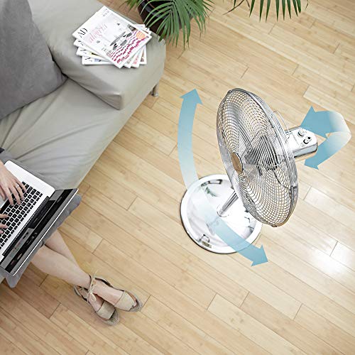 Cecotec Standventilator EnergySilence 620 Retrostyle. 50 W, Chrom-Finish, 16 Zoll Durchmesser mit 4 Flügeln, 3 Geschwindigkeiten, Oszillation, höhenverstellbar, maximale Sicherheit