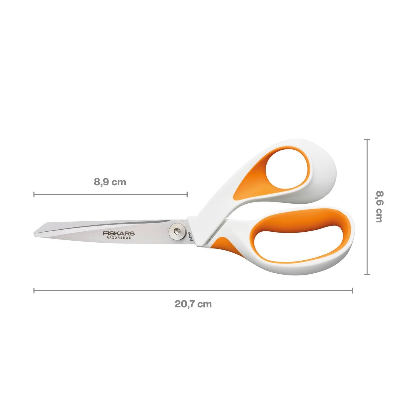 Fiskars Razor Edge Stoffschere, Länge: 20,7 cm, Rostfreie Stahl-Klinge/Kunststoff-Griffe, Weiß/Orange, 1070078