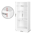 VASAGLE Bücherregal, Regal mit 3 Fächern, Standregal, mit höhenverstellbaren Ablagen, für Wohnzimmer, Kinderzimmer, Büro, 24 x 40 x 93 cm, weiß LBC103W