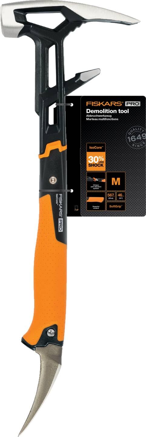 Fiskars Abbruchwerkzeug IsoCore M für eine Vielzahl von Abbrucharbeiten, Länge: 46,2 cm, Gewicht: 1,38 kg, Schwarz/Orange, 1027220