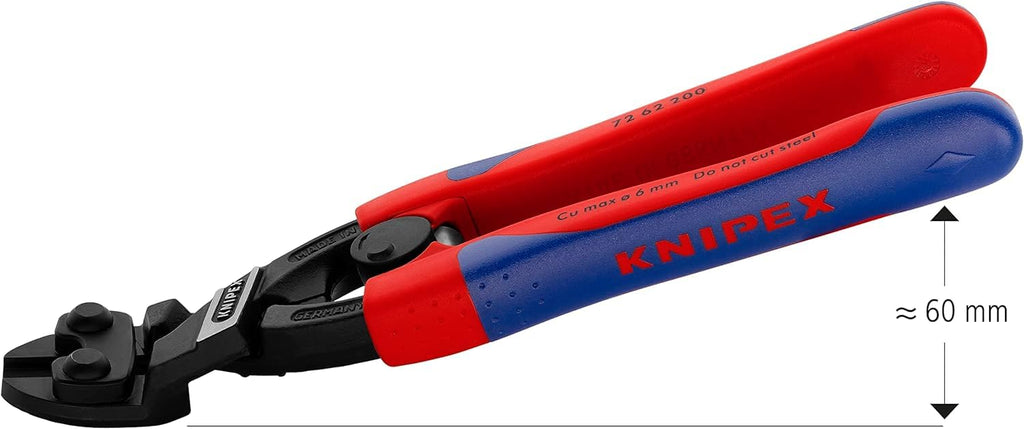 KNIPEX Kraft-Bündigschneider für Weichmetall und Kunststoff mit schlanken Mehrkomponenten-Hüllen 200 mm, 72 62 200