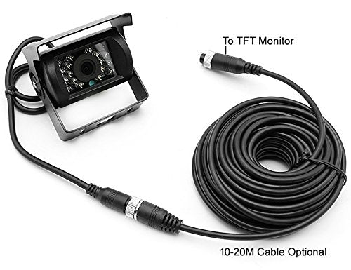 4Pin 17,8cm (7 Zoll) TFT LCD HD Farbmonitor mit Sonnenschutz-Halterung, wasserdicht 18LED Nachtsicht Rückfahrkamera mit 10m Kabel für Wohnmobil/Bus/Anhänger/LKW