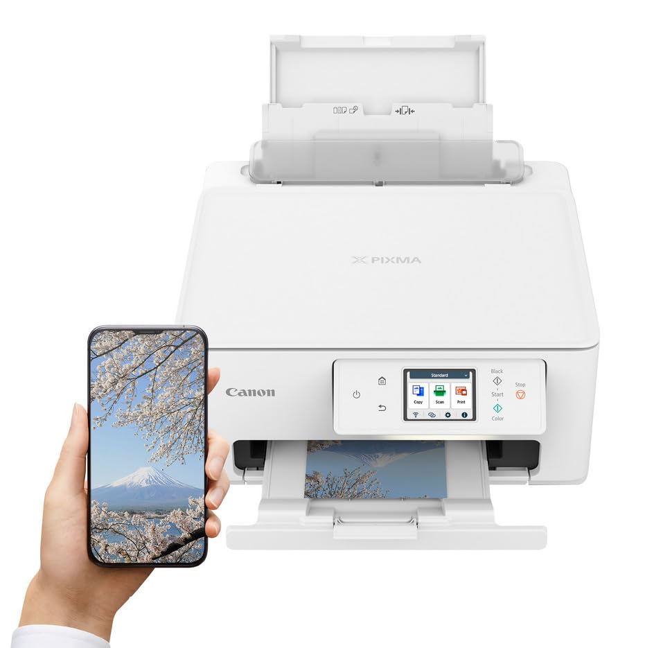 Canon PIXMA TS7650i Multifunktionsdrucker 3in1 (Tintenstrahl,Drucken, Kopieren, Scannen, A4, 6,7 cm Touch LCD, WLAN, Duplexdruck, 2 Papierzuführungen, kompatibel mit Pixma Print Plan ABO) Weiß