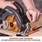 Evolution Handkreissäge R185CCS Kreissäge Tauchsäge 1600W Inkl. Ø 185 mm HM-Sägeblatt Mehrzweck Multi-Material-Schneiden Holz, Aluminium, Stahl, Kunststoff | Scie Circulaire mit Führungsschiene