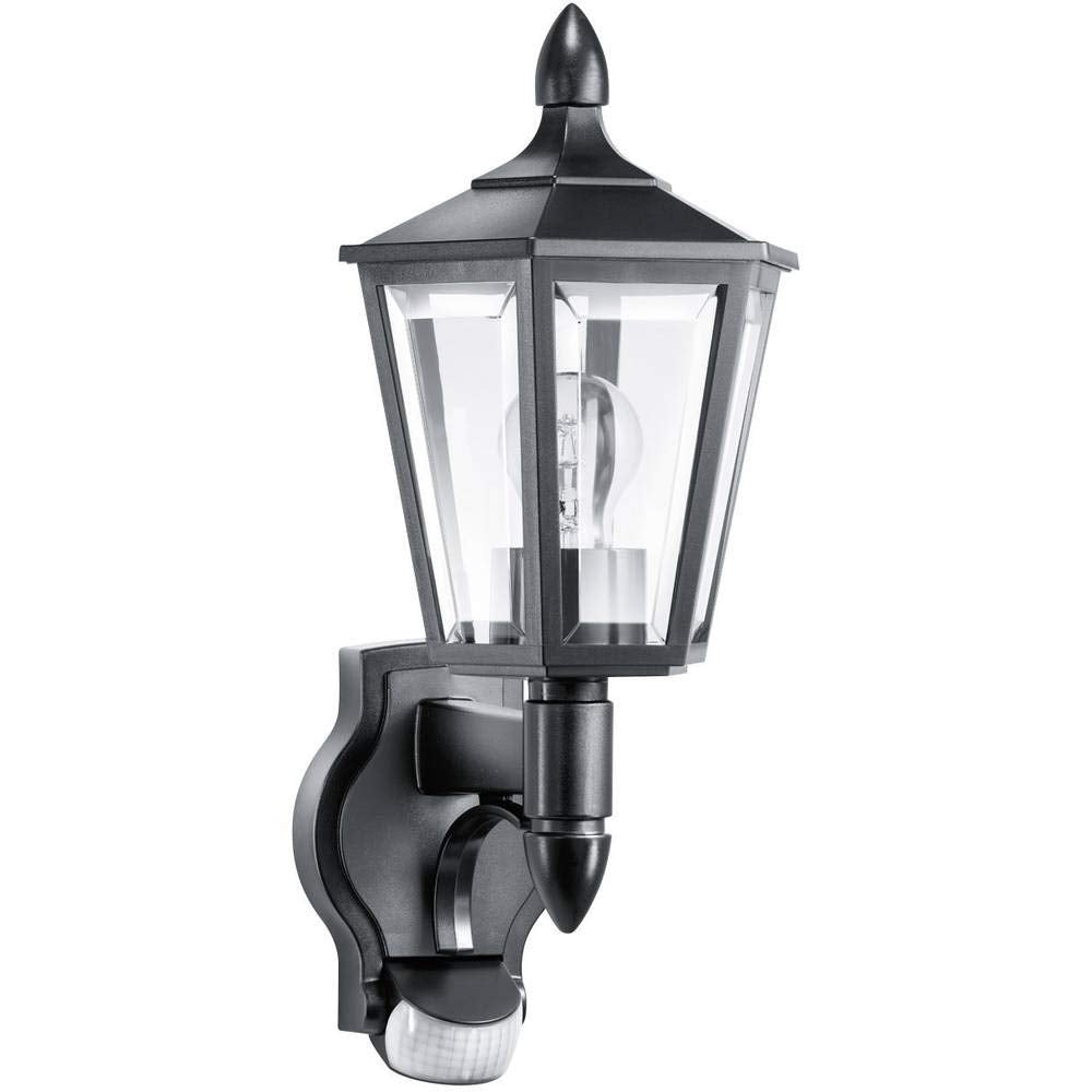 Steinel Außenleuchte L 15 S schwarz, Wandleuchte mit 180° Bewegungsmelder, max. 10 m Reichweite, klassisches Design