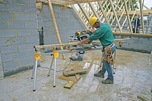 DeWalt Universal-Untergestell/ Sägen-Untergestell (passend für Paneel-, Kapp- und Gehrungssägen, leichte Aluminiumkonstruktion, einfacher Transport, Teleskop-Auszug, Klappanschlag) DE7023, DEWALT DE7023-XJ - Banco de trabajo de alto rendimiento para Ingle