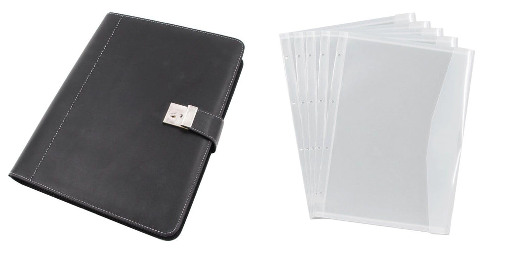 Alassio Dokumentenmappe, DIN A4, Lederimitat, schwarz