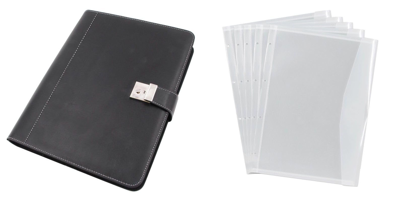 Alassio Dokumentenmappe, DIN A4, Lederimitat, schwarz