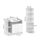 Vicco Kinderzimmer-Set Weiß Oskar 2 Teile, mit Wickelkommode und Spielzeugregal - 113x100x70 cm aus Spanplatte - Babymöbel Set für Kleinkinder, Durchdachte Möbellösung für Dein Zuhause