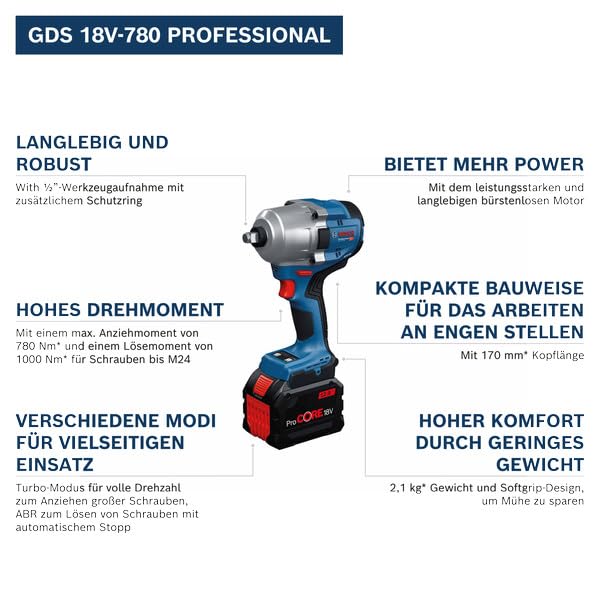 Bosch Professional 18V System Akku Drehschlagschrauber GDS 18V-780 (inkl. XL-BOXX)