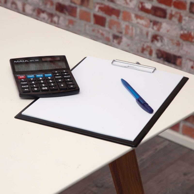 MAUL Taschenrechner MTL 700 | Kaufmännischer Tischrechner für Büro | Taschenrechner zweizeilig mit 12-Stellen Display | inkl. Steuerrechnung und Korrekturfunktion | Solar/Batterie | Schwarz