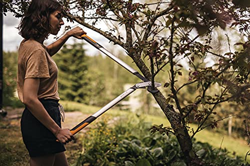 Fiskars PowerGear X Bypass-Getriebeastschere für frisches Holz, Antihaftbeschichtet, Gehärteter Präzisionsstahl, Länge: 80 cm, Schwarz/Orange, LX98-L, 1020188
