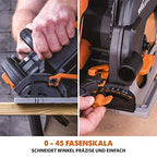 Evolution Handkreissäge R185CCSX Kreissäge Tauchsäge 1600W Inkl. Ø 185 mm HM-Sägeblatt Multi-Material-Schneiden Holz, Aluminium, Stahl, Kunststoff | Mit 3-teiliger 1020mm Mini-Schiene Führungsschiene