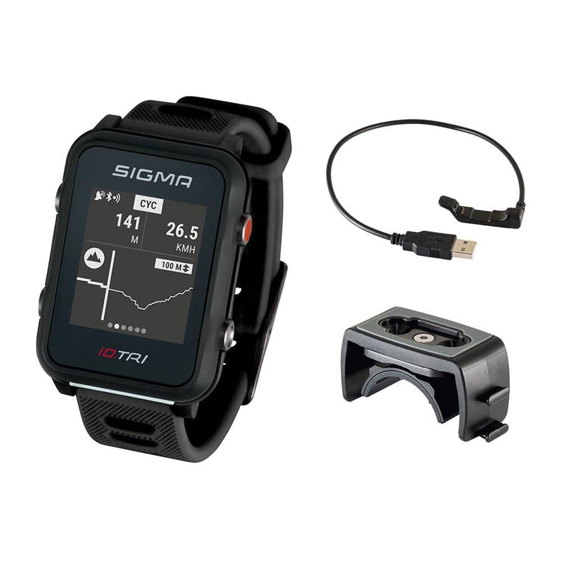 Sigma Sport iD.TRI GPS Triathlon-Uhr mit Trainings- und Wettkampffeatures, Navigation, Smart Notifications, leicht und wasserdicht, inkl. Fahrradhalterung