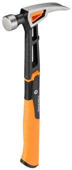 Fiskars Klauenhammer IsoCore M zum Einschlagen der Nägel, Länge: 34 cm, Gewicht: 0,82 kg, Schwarz/Orange, 1020213