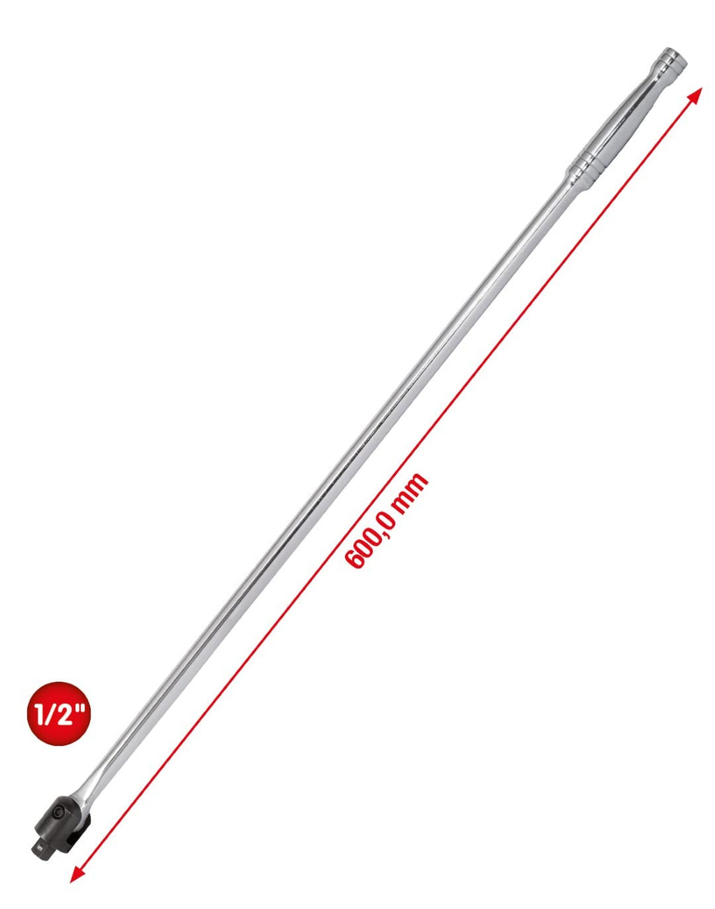 KS Tools 918.1292 1/2" CHROMEplus Gelenk-Steckgriff, 600mm