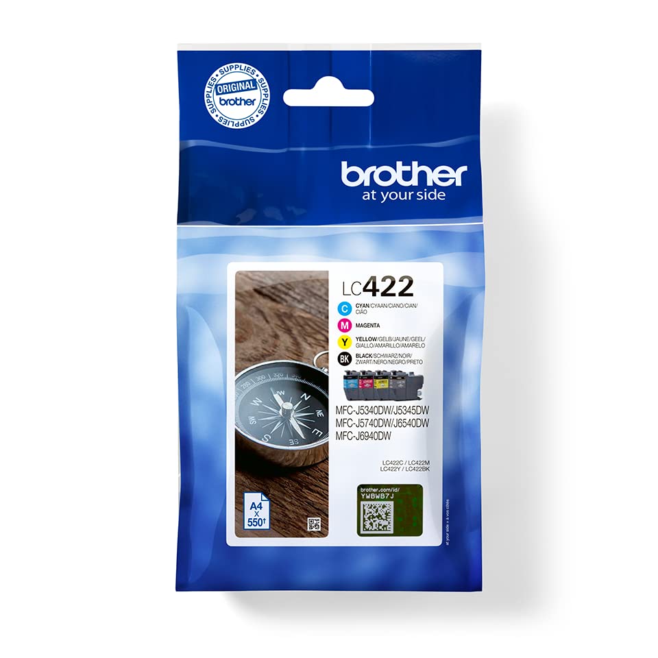 Brother Original LC-422VAL Tintenpatronen Value Pack für Brother MFC-J5340DW, MFC-J5345DW, MFC-J5740DW, MFC-J6540DW, MFC-J6940DW (bestehend aus 4 Tintenpatronen: Schwarz, Cyan, Magenta, Gelb)