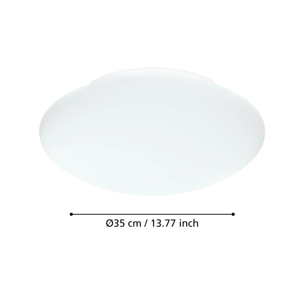 EGLO Deckenlampe Ella, Ø 35 cm, 2 flammige Wandlampe, Deckenleuchte aus Stahl und Glas in Weiß, Opal matt, Wohnzimmerlampe, Küchenlampe, Bürolampe, Flurlampe Decke, E27 Fassung