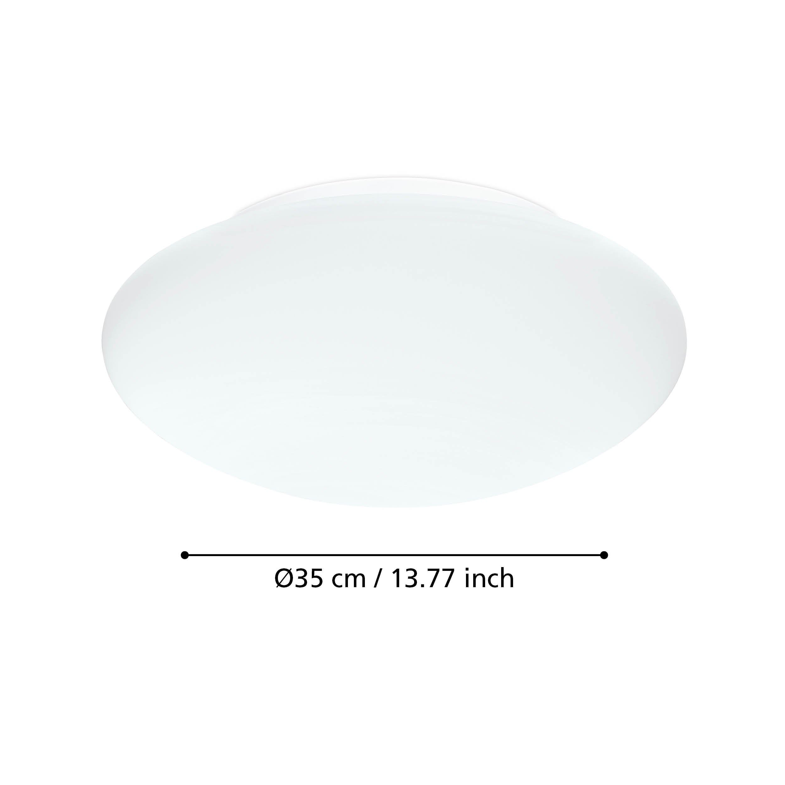 EGLO Deckenlampe Ella, Ø 35 cm, 2 flammige Wandlampe, Deckenleuchte aus Stahl und Glas in Weiß, Opal matt, Wohnzimmerlampe, Küchenlampe, Bürolampe, Flurlampe Decke, E27 Fassung