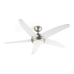 Klarstein Bolero - 2-in-1-Deckenventilator 134cm durchmessender Ventilator, Leuchte 55W Leistung, Holzflügel, Fernbedienung, 50 dB, 3 Drehgeschwindigkeiten: schnell, mittel, langsam, weiß