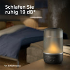 Philips Smart Humidifier - kompakt und dennoch leistungsstark mit himmelhohem Nebel, Aromatherapie, leise mit Schlaffunktion und Nachtlicht, für (Schlaf-) Räume bis zu 41m² (HU1510/03)