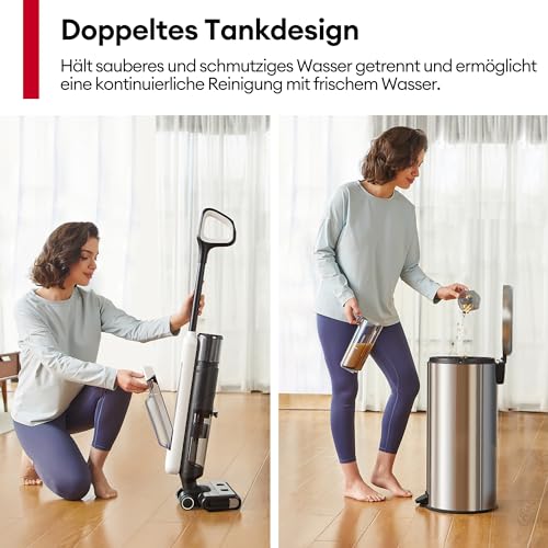 Ultenic Nass Trockensauger akku, Saugwischer Kabellos, 50 Minuten Laufzeit, Selbstreinigungsfunktion, LED-Display, ideal für Hartböden sowie Haushalte mit Haustieren und Kindern