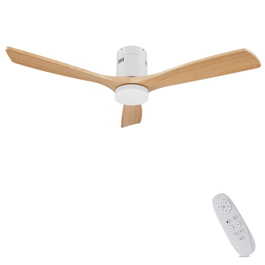 AUTODAY Holz Deckenventilator mit Beleuchtung dimmbarem LED 24W Leiser DC-Motor 38W 132 cm hölzern Deckenventilator mit licht Fernbedienung mit Memory-Funktion 6 Geschwindigkeiten 1/3/6H Timer