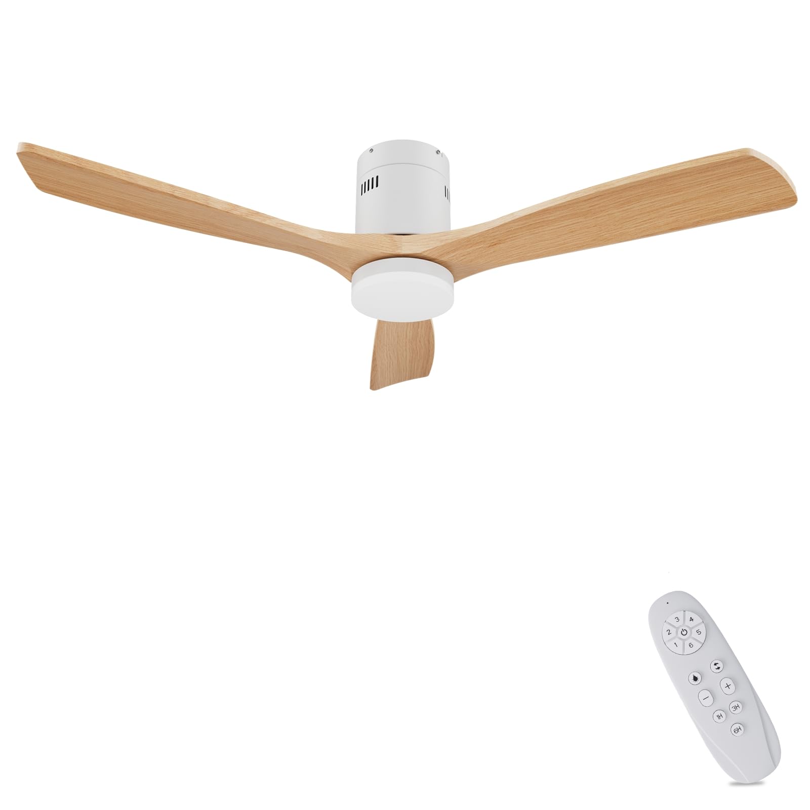 AUTODAY Holz Deckenventilator mit Beleuchtung dimmbarem LED 24W Leiser DC-Motor 38W 132 cm hölzern Deckenventilator mit licht Fernbedienung mit Memory-Funktion 6 Geschwindigkeiten 1/3/6H Timer