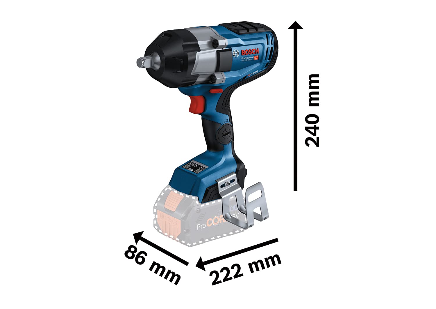Bosch Professional 18V System BITURBO Akku Drehschlagschrauber GDS 18V-1000 (ohne Akku/ Ladegerät)