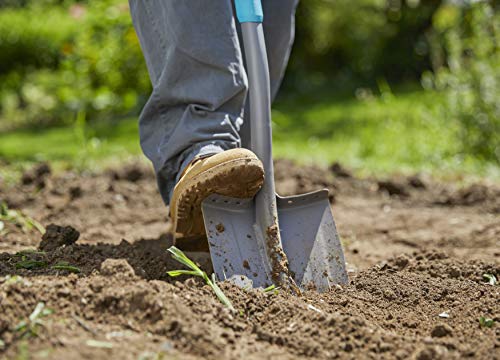 Gardena ErgoLine Spitz-Spaten: Gartenspaten aus Qualitätsstahl zum Umgraben und Ausheben, mit Trittsteg und ergonomischem Stiel, D-Griff (17012-20)