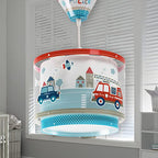 DALBER Kinderleuchte Pendelleuchte POLIZEI Deckenleuchte Kinderzimmer Kinderlampe, Blau, 26.5 x 26.5 x 21 cm