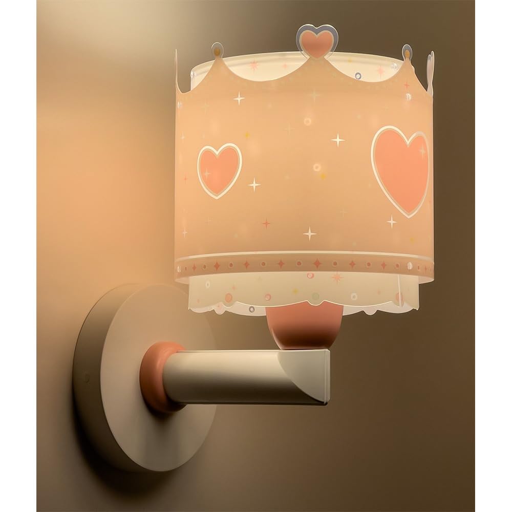 Dalber kinder Wandlampe kinderzimmer, Kinderlampe Wandleuchte Little Queen Krone rosa, 61109, E27