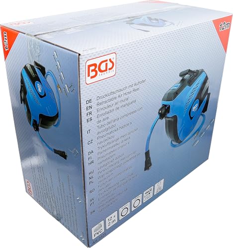 BGS 3323 | Druckluftschlauch mit Aufroller | automatisch | 12 m + 2 m