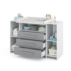 Vicco Wickelkommode Oskar, Wickelaufsatz für die Kommode, Grau, 143 x 100 cm XL mit Schubladen