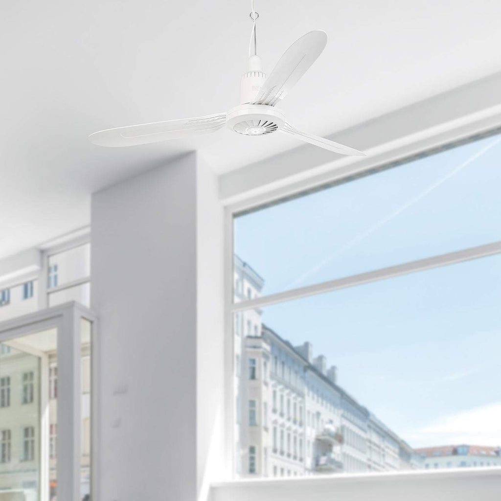 Sichler Haushaltsgeräte Deckenventilator: Mobiler XXL-Decken-Ventilator, 3 Flügel, Timer, Haken, 105 cm, 25 W (Deckenventilator 3 Flügel, Timer, überdachte Terrasse)