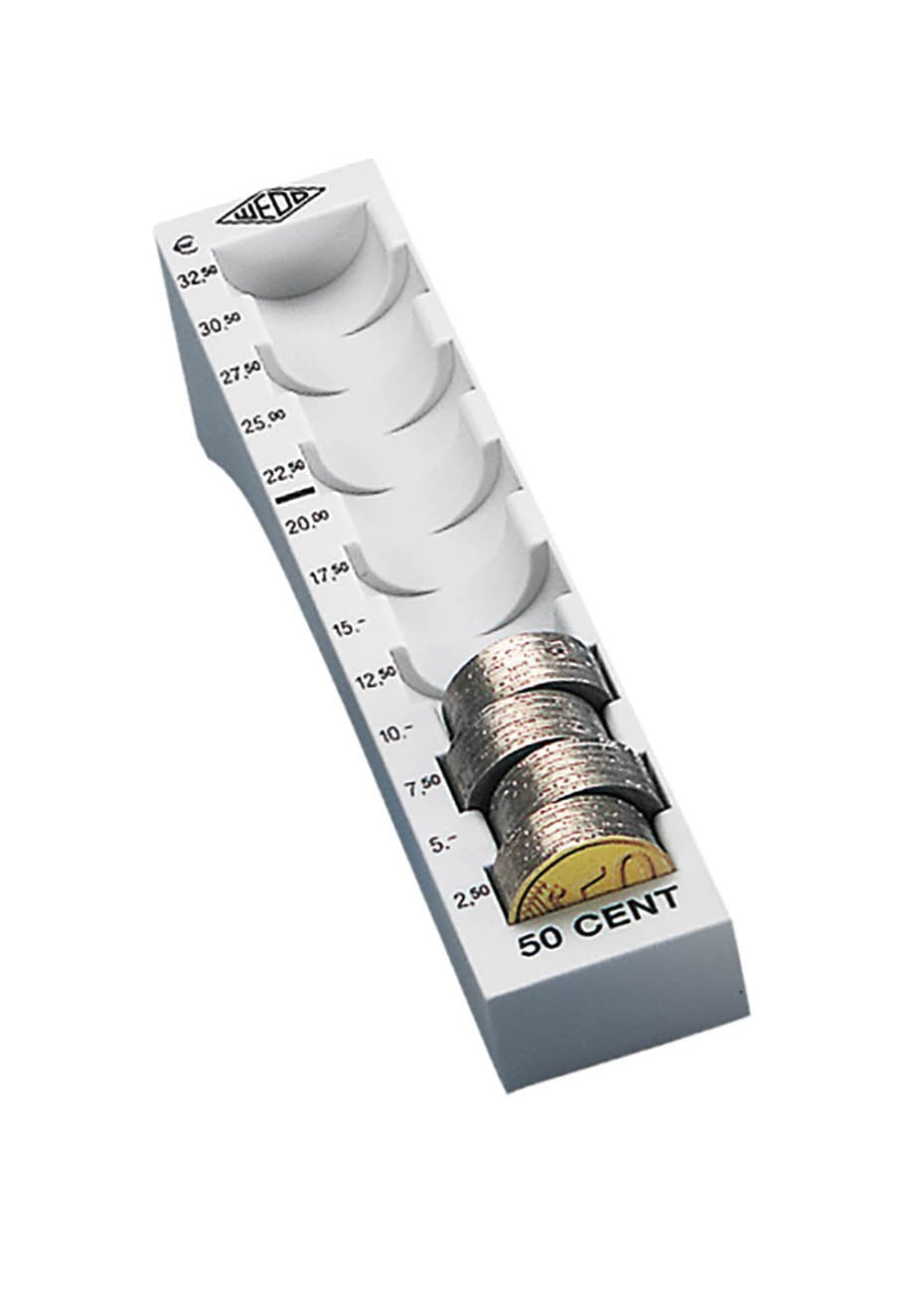 Wedo 161700837 Münzrillen-Komplett-Set (aus Kunststoff, 8 Stück, lose, 27,2 x 18 x 4,4 cm) lichtgrau
