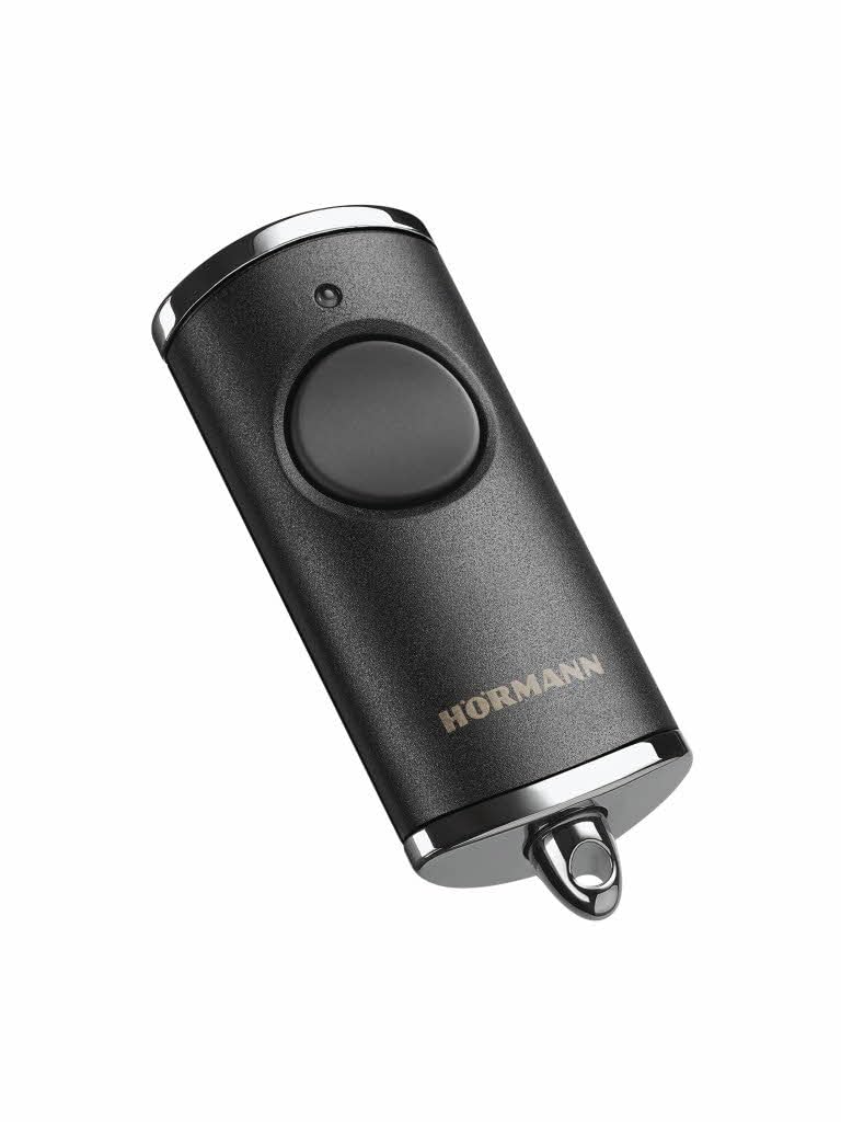 Hörmann Handsender HSE1 868-BS (Struktur Chrom schwarz, mit ‚Tastenfunktion, mit Öse für Schlüsselanhänger, BiSecur Funktechnologie) 4511728