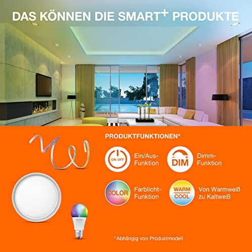 LEDVANCE Smart LED Badezimmerlampe Chrome, 18W, 2100LM, 3000-6500K, 30cm, IP44, Orbis Disc Wandleuchte, Badezimmerleuchte mit Wifi Technologie, dimmbar, steuerbar über App und Sprachassistenten