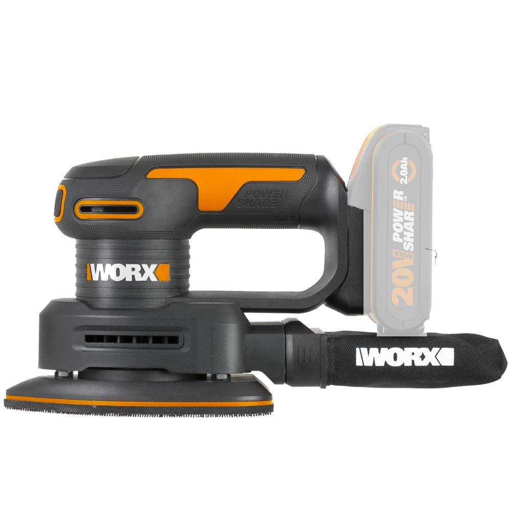 WORX WX822.9 Akku-Dreieckschleifer 20V – Elektrische 20V Schleifmaschine für Holzmöbel, Türen, Ecken und Kanten - Schleifen mit Staubfangsack - PowerShare kompatibel - ohne Akku & Ladegerät