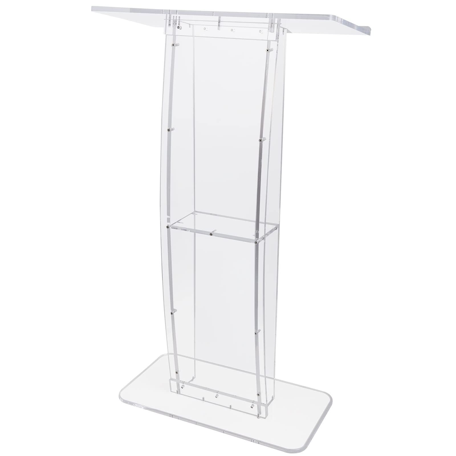 VEVOR Acryl-Podium Stehpult Rednerpult, 119,8 cm Klarer Acryl-Podiumsständer mit Breiter Lesefläche & Ablagefach, Stehschreibtisch für Büro, Schule, 15 kg Tragfähigkeit Podium-Ständer Transparent