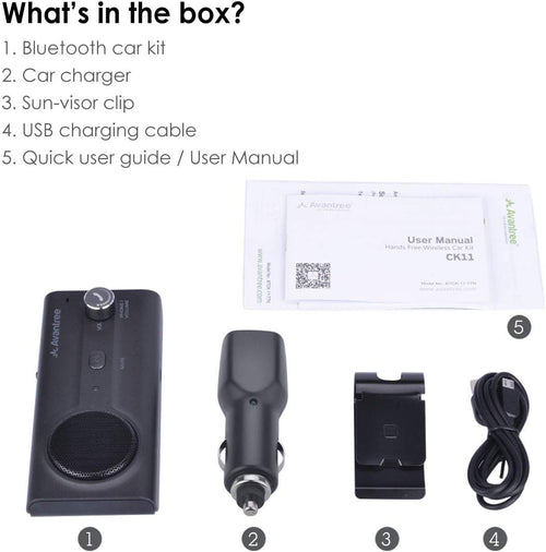 Avantree CK11 Kfz Bluetooth 5.0 Freisprecheinrichtung Freisprechanlage Car Kit für Sonnenblende, Lauter Lautsprecher, Siri Assistant Unterstützung, Lautstärkeregler, Auto Power On – Titan