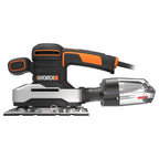 WORX WX642.1 Schwingschleifer 270W– Elektrisches Profi Schleifwerkzeug – Schleifen ohne Staub – Inkl. Schleifpapier & Koffer, Schwarz, Orange