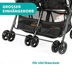 Chicco OHlalà Twin Geschwisterwagen von Geburt bis 15 kg, Kinderwagen für Zwillinge und Geschwister, Verstellbarer Faltbarer Zwillingsbuggy, Regenschutz und Ausziehbares Verdeck