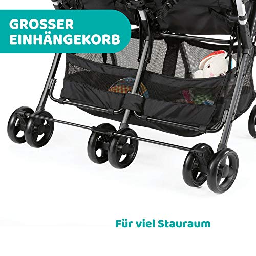 Chicco OHlalà Twin Geschwisterwagen von Geburt bis 15 kg, Kinderwagen für Zwillinge und Geschwister, Verstellbarer Faltbarer Zwillingsbuggy, Regenschutz und Ausziehbares Verdeck