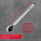 UNITEC Drehmomentschlüssel, Einstellbar von 40 bis 210 Nm, Antrieb 1/2" Vierkant, mit Stecknüssen 17/19 mm und Verlängerung, Silber