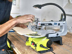 RYOBI 125 W Dekupiersäge RSW1240G, 127 mm Sägeblatt, 405 mm Schnittkapazität, neigbarer Tisch, Staubabsaugung, Arbeitslicht