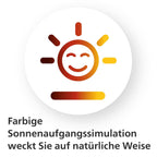 Philips Wake-up Light, farbige Sonnenaufgangssimulation, 20 Lichtstärken, 7 natürliche Klänge, Mitternachtslicht (Modell HF3531/01)