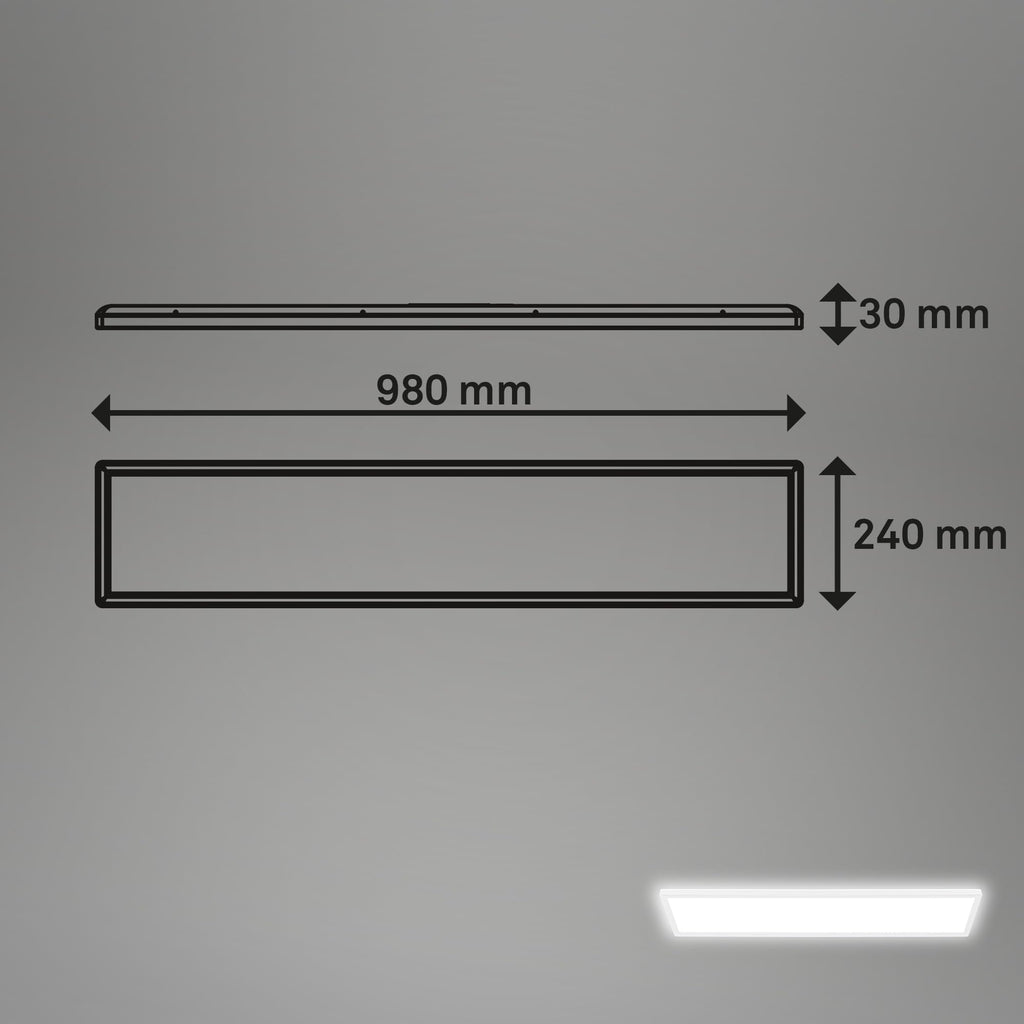BRILONER - LED Deckenlampe 98cm mit indirektem Licht, 3 cm flach, 36W, 4800lm, neutralweißes Licht, Lampe, Deckenleuchte, Wohnzimmerlampe, LED Panel, Küchenlampe, Deckenbeleuchtung, 98x20x3 cm, Weiß