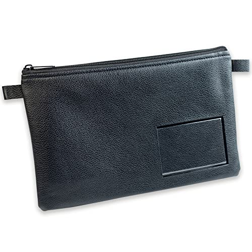 10-er Pack effektivo Banktasche mit Reißverschluss und Fenster zur Beschriftung, Kunstleder schwarz passend für Dokumente bis A5